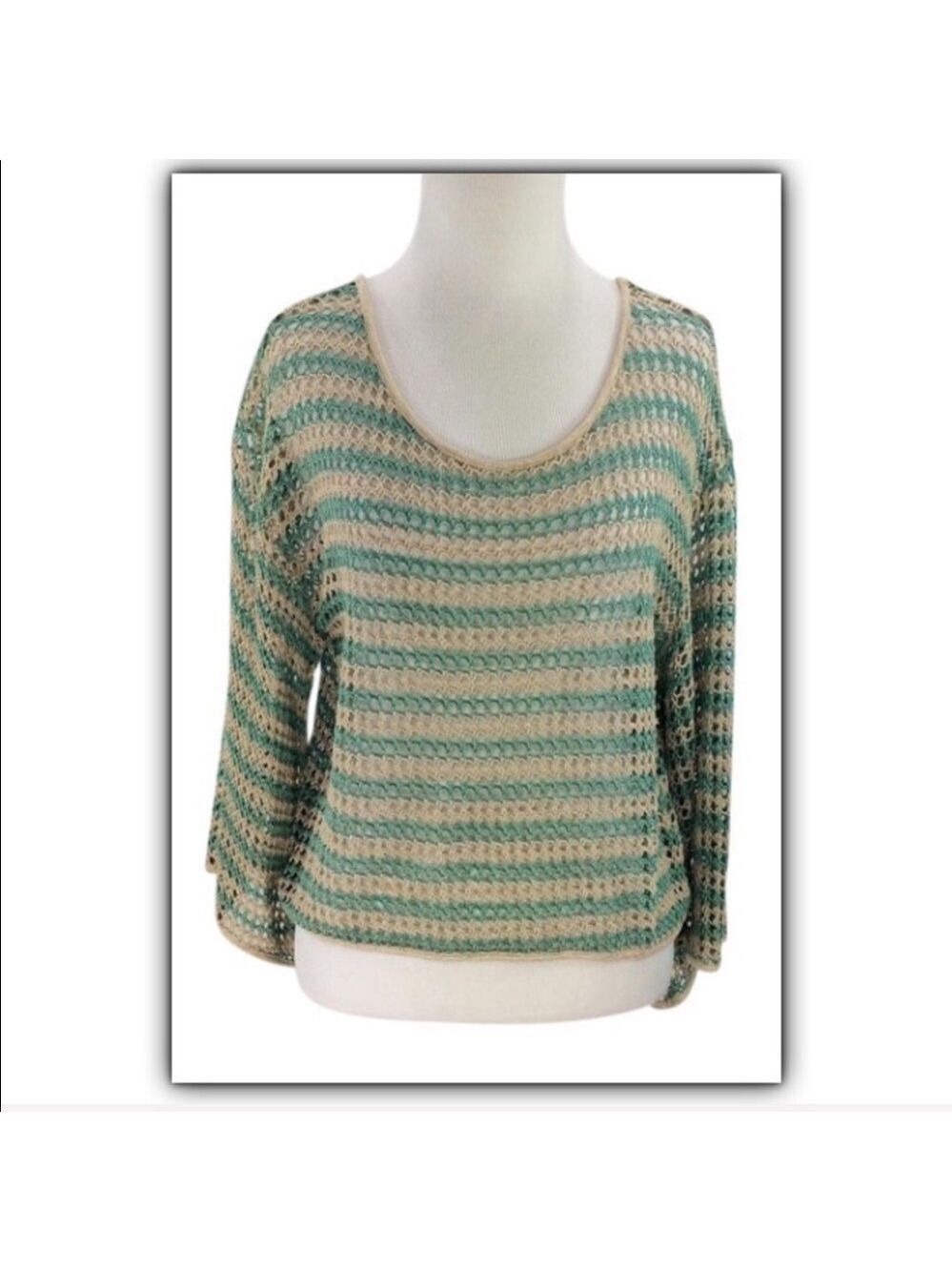 Vintage Anthropologie Ella Moss open knit crocheted sweater size medium